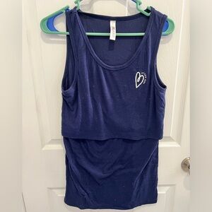 Latched mama navy ribbed tank.